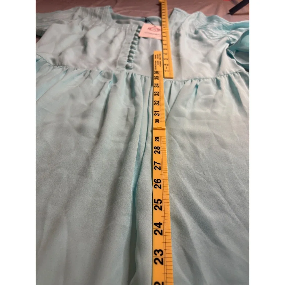 Vohra & Saigol Women Lt. Blue Pintuck Button Front Long Sleeve Maxi Dress Sz 12 - Picture 6 of 8